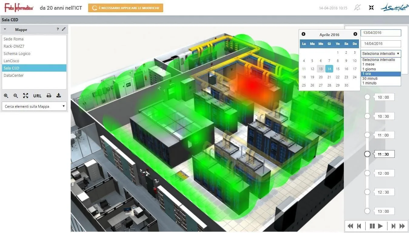 Time Machine: data center map taken back to a past date and time