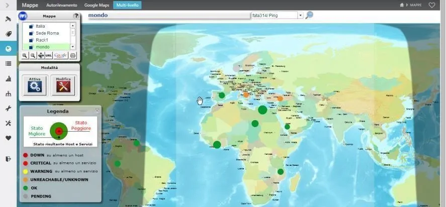Geographic view of a distributed infrastructure and its states